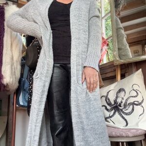 Free People Light Gray Women's Long Cardigan